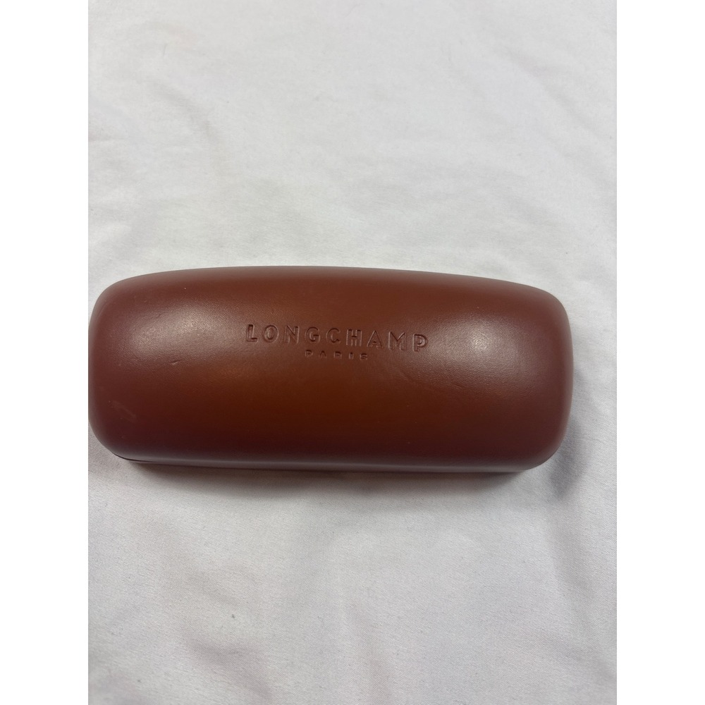 Longchamp Paris Brown Faux Leather Hard Shell Eyeglasses Sunglasses Case